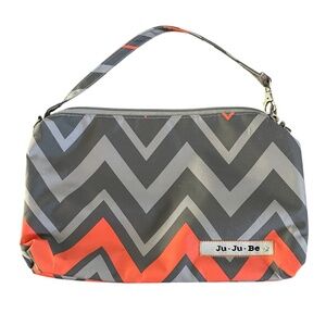 Ju Ju Be Be Quick Clutch Zippered Pouch Orange and Grey Chevron